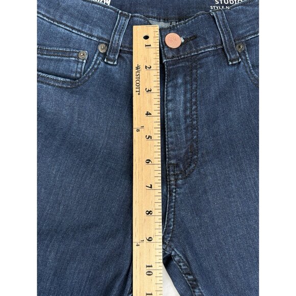 Mugsy Studio Blues Jeans Mens 28x29 Blue Slim Straight Stretch Dark Denim - Picture 11 of 13